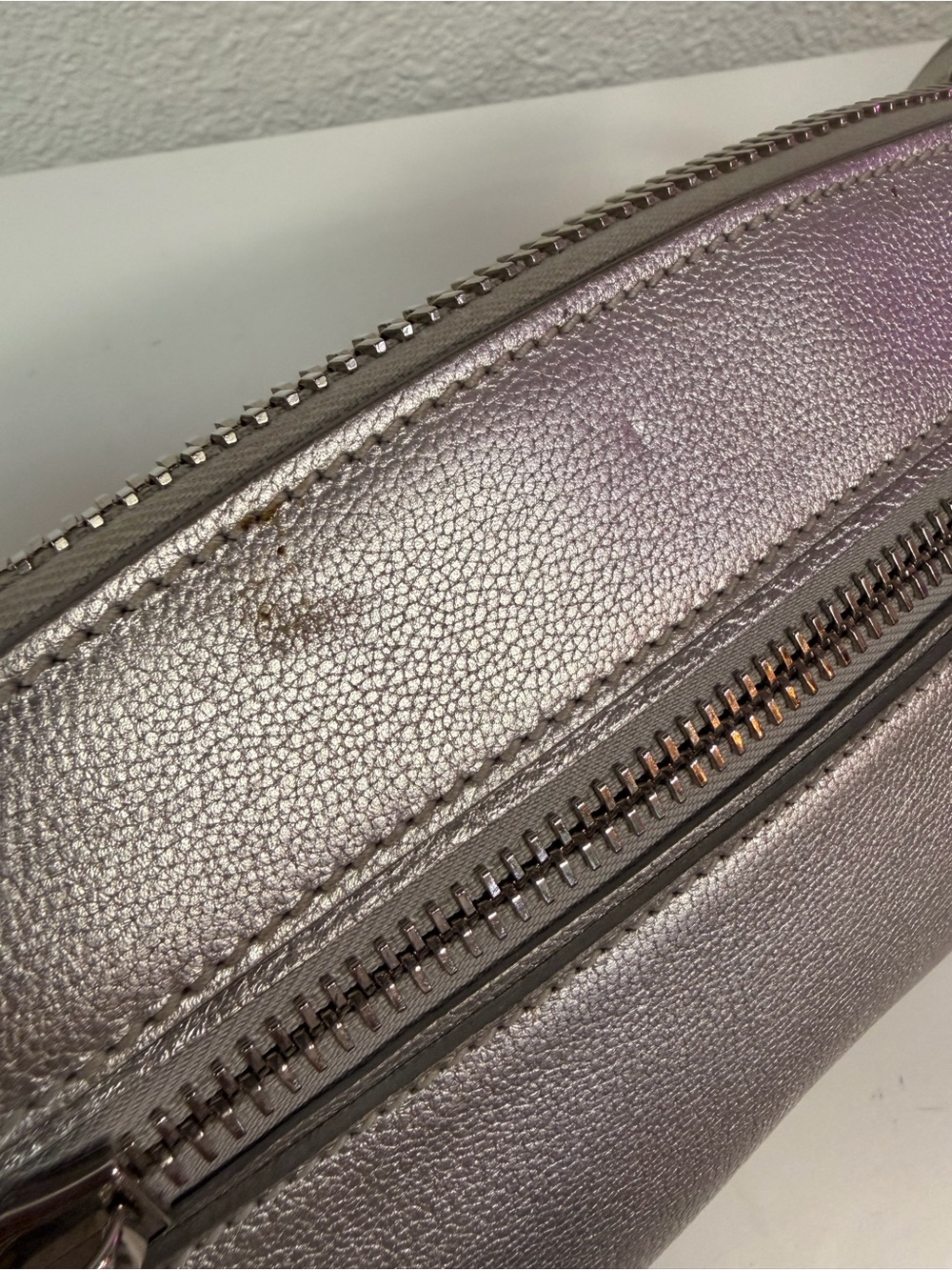 Ralph Lauren Collection Ricky Metallic Silver Pebbled Leather Clutch - Picture 7 of 16